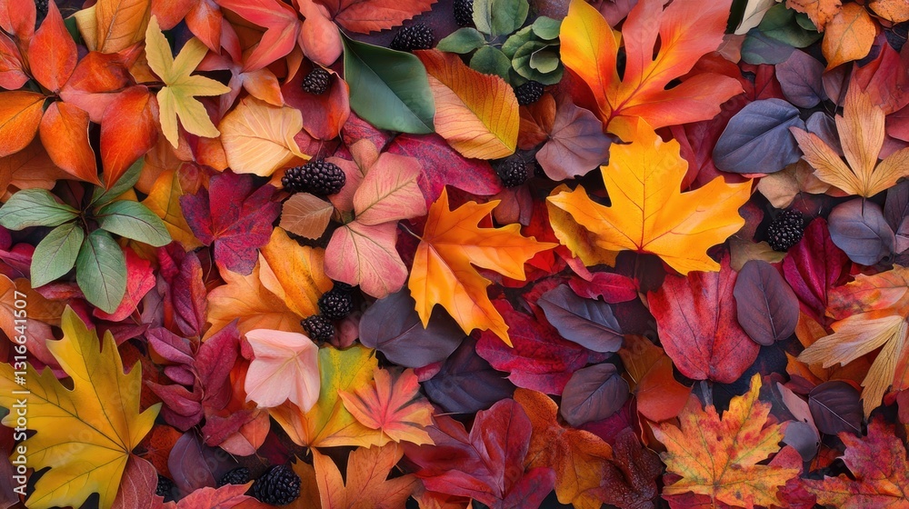 Fototapeta premium Vibrant Autumn Leaves in a Colorful Background Arrangement