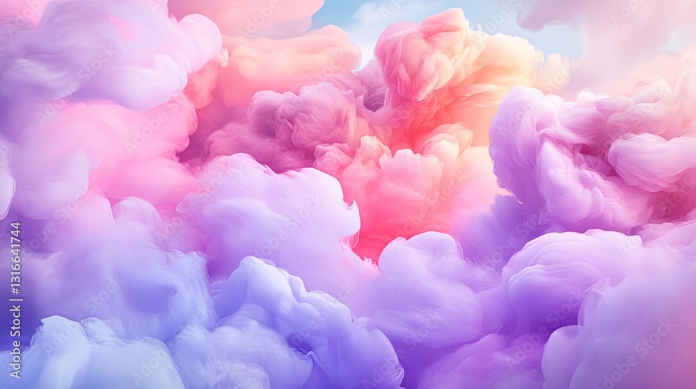 Colorful Soft Clouds in Shades of Pink and Purple in the Sky