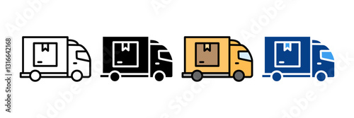 Delivery Truck Icon Set Multiple Style Collection