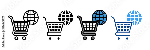 Online Cart Icon Set Multiple Style Collection
