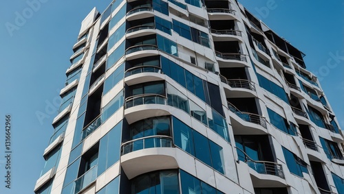 sloped architecture with blue sky 