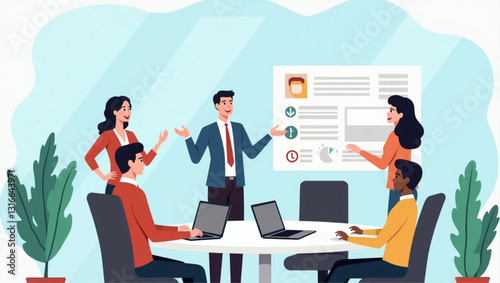 Company Employees Discussing Benefits Package in Office Meeting