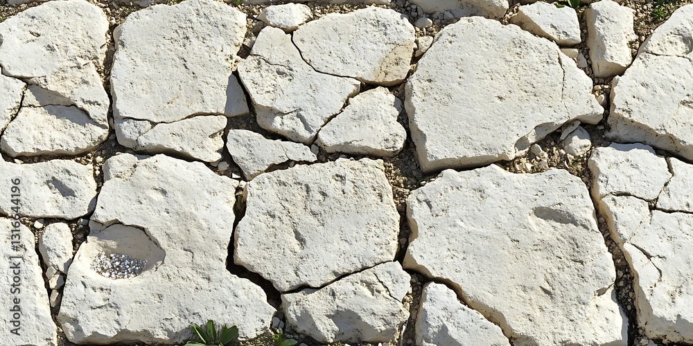 Obraz premium Cracked stone path, ground detail