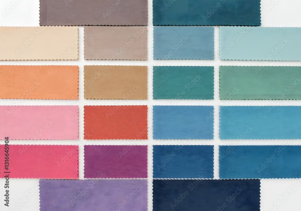 Fototapeta premium Fabric swatches in various colors for interior design selection process