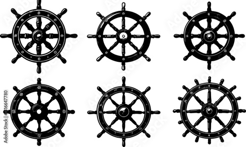 Steering wheel icon. Captain's steering wheel. Ship wheel. Isolated vector illustration on a white background.
