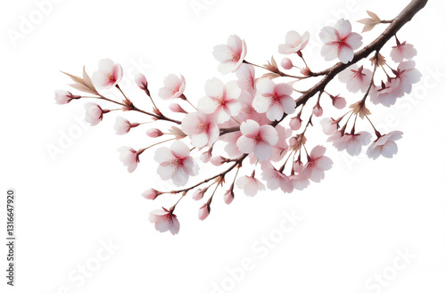 Isolated pink cherry blossoms.