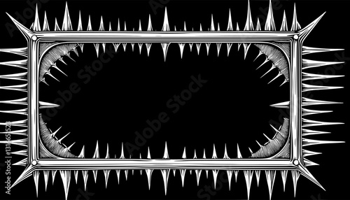 symmetrical fire frame in black tribal abstract shape free-hand style vector design
