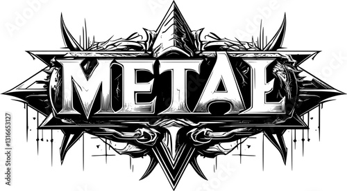 Metal typography vector in a striking and stiff touch dark metal font style lettering. for t-shirt print apparel, sticker, poster, logo and more