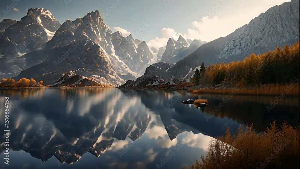 Majestic Mountain Lake Reflection in Autumn Majestic Mountain Lake Reflection in Autumn
