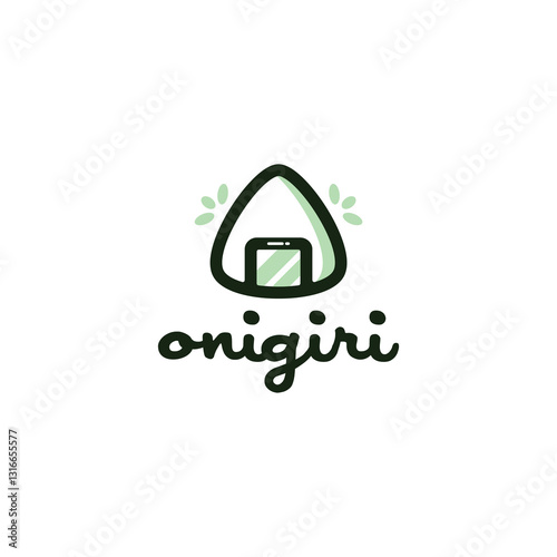 Onigiri with smartphone logo design, onigiri online, digital onigiri logo concept