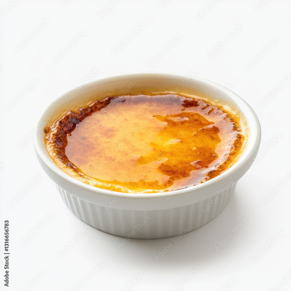 Creamy Crme brle Recipe Images on white background Creamy Crme brle Recipe Images on white background