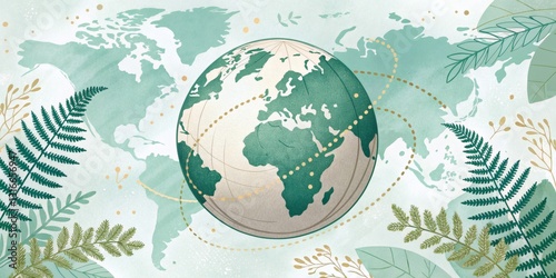 Pixel-art Earth meets digital botany, blending retro gaming nostalgia with eco-themes, ideal for educational games, tech-conference visuals, and geek merch, with copy space.