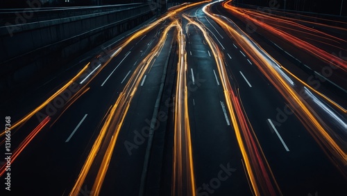 The glowing lines create a sense of speed and movement against a dark background