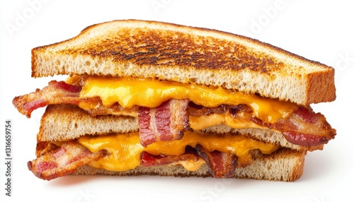 Indulge in the ultimate comfort food experience with this mouthwatering crispy bacon and cheddar grilled cheese sandwich A symphony of flavors and textures awaits as the smoky bacon intertwines with