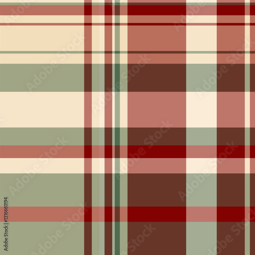 Elegant plaid pattern in muted reds, creams, and greens.  Perfect for textile design, website backgrounds, or crafting projects.
