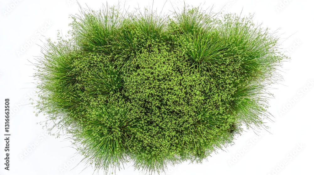 Fototapeta premium New Zealand Hair Sedge Trees Shape Top View PNG. Ideal for Landscape Design and Decorative Projects