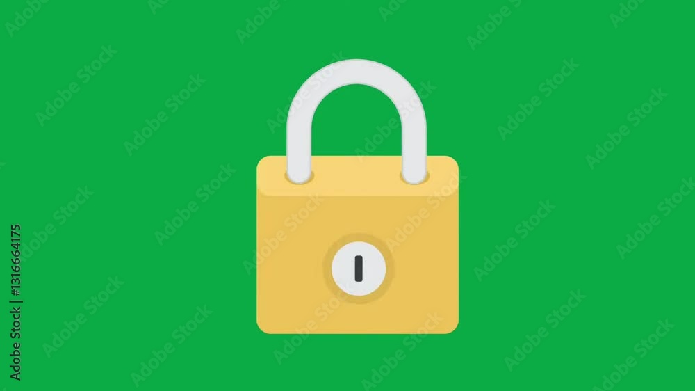 animated icon of golden padlock security lock on blue screen background animated icon of golden padlock security lock on blue screen background