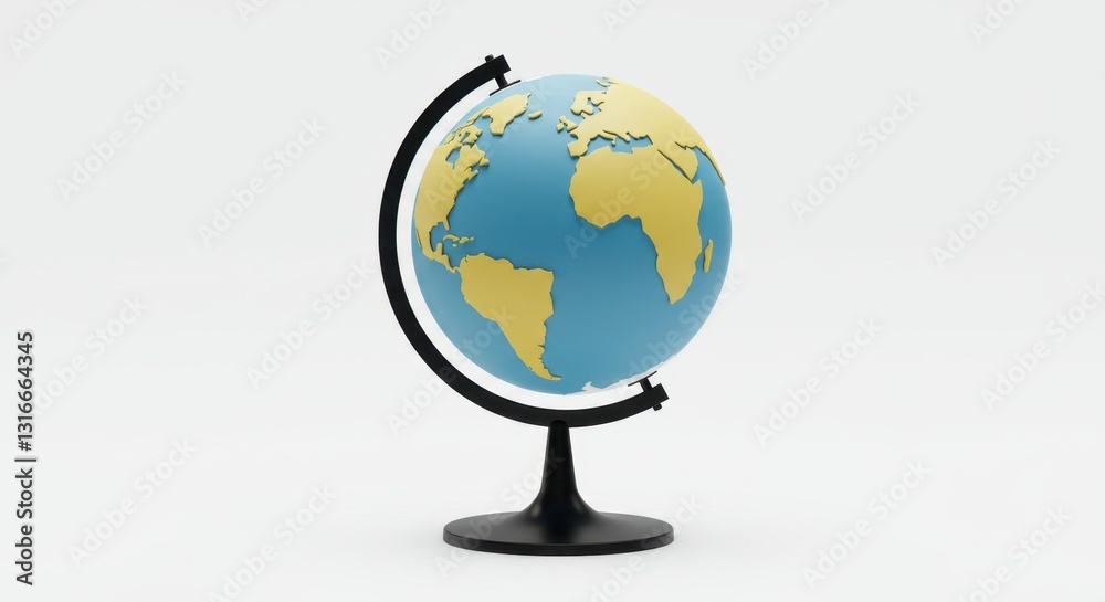 Clean Geometric Illustrated Globe on a Stand Clean Geometric Illustrated Globe on a Stand