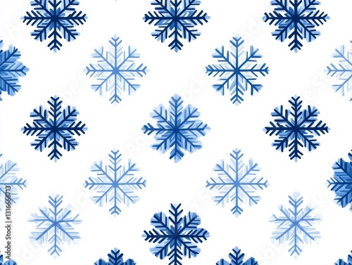 Blue snowflakes pattern on a white background, ideal for winter-themed designs