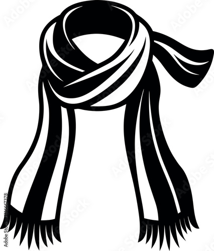 Scarves vector silhouette line art 