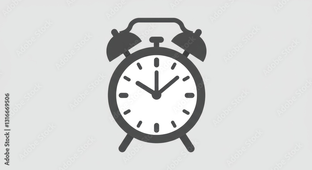 Minimalist Alarm Clock Icon with Bells Minimalist Alarm Clock Icon with Bells