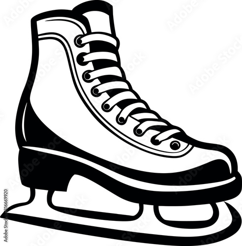 Ice skates vector silhouette line art Generative Ai