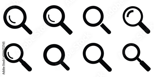 Collection of search ion vector on white background