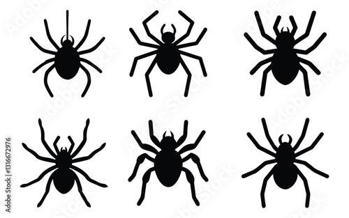 Collection of spider insect silhouette vector on white background