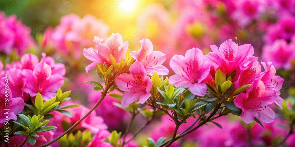 Azalea flowers in full bloom under the sun, bright pink azalea Azalea flowers in full bloom under the sun, bright pink azalea