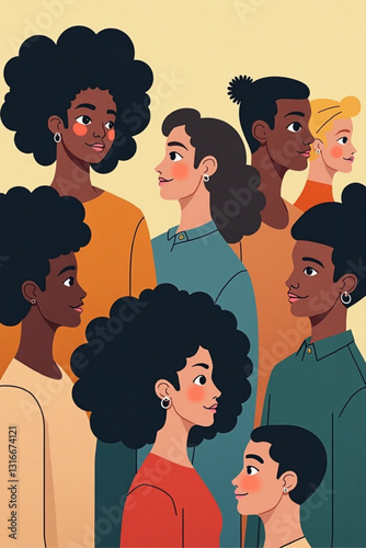 Vibrant Global Community Illustration Diverse Multiethnic Group Connecting United World Artwork People of Color Inclusion and Unity Design Social Connection Vector Graphic