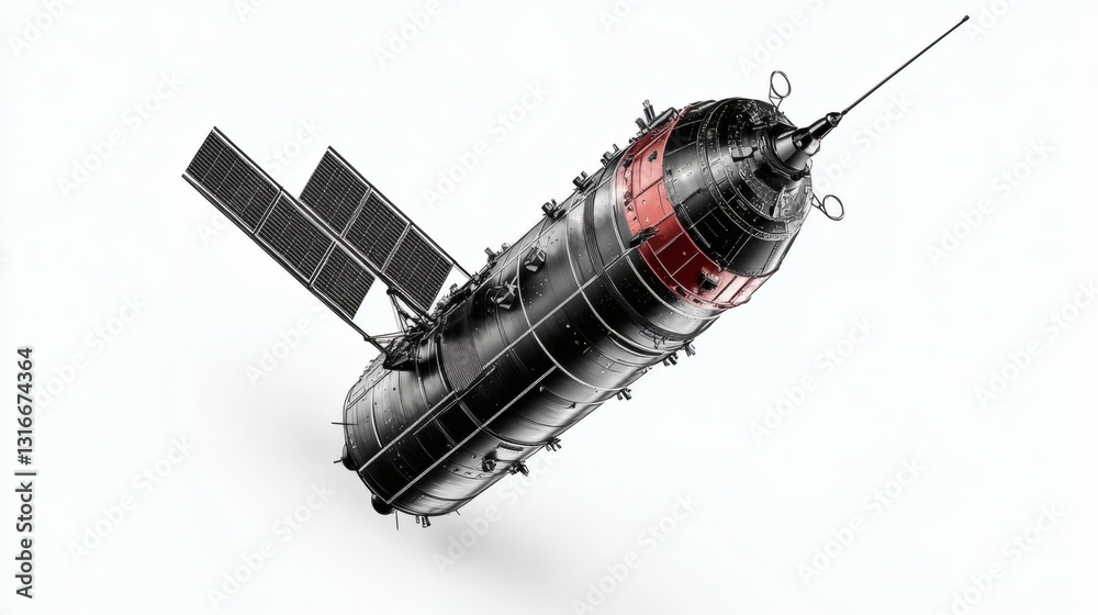 Fototapeta premium Stylized Space Station Illustration On White Background