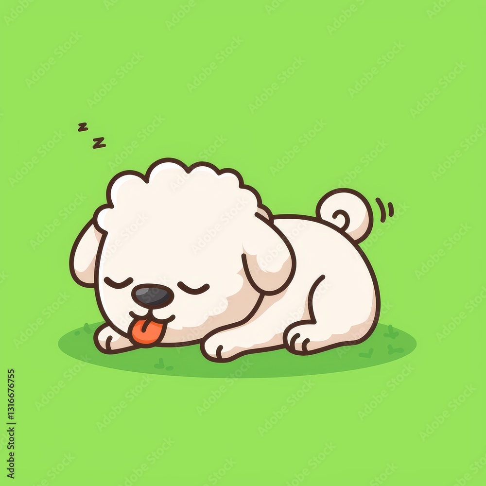Fototapeta premium Cute Sleepy Dog on Green Grass