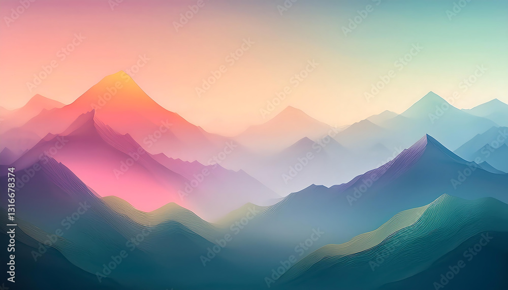 Fototapeta premium foggy sunrise in the mountains wallpaper background