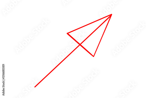 手描きの赤い細い矢印