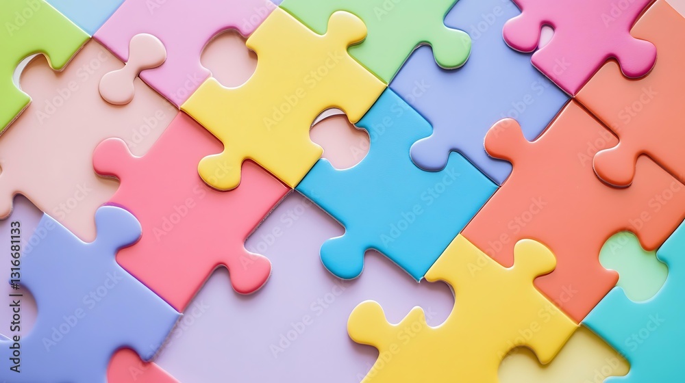 Obraz premium Bright puzzle pieces scattered on a table