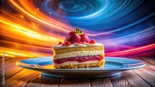 Fototapeta Naklejka Na Ścianę i Meble -  Swirling motion blur captures the deliciousness of a long-exposure cake photograph; a sweet bakery treat.