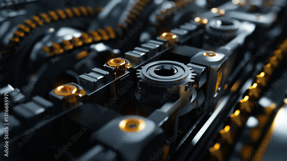 An array of gears and pulleys interconnected in a perfectly synchronized motion, representing mechanical harmony and design excellence. An array of gears and pulleys interconnected in a perfectly synchronized motion, representing mechanical harmony and design excellence.