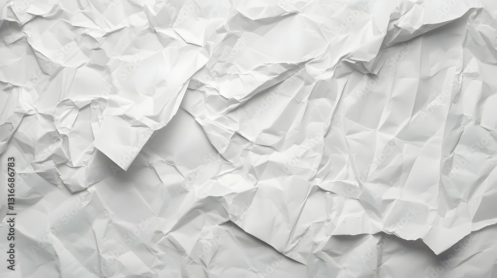 Fototapeta premium Crumpled White Paper Texture Background for Creative Designs
