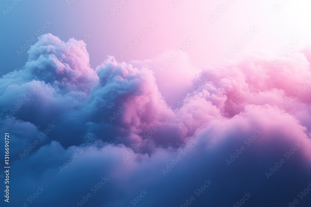Fototapeta premium Majestic clouds illuminated with a gradient of soft pink and blue