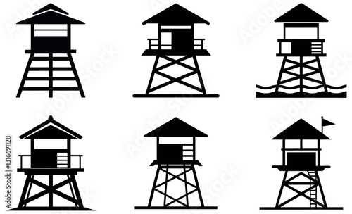Collection of Simple Black and White Observation Towers design