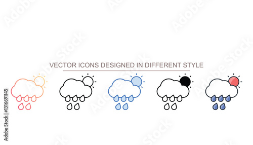 Rainy Weather icon design with white background stock illustration