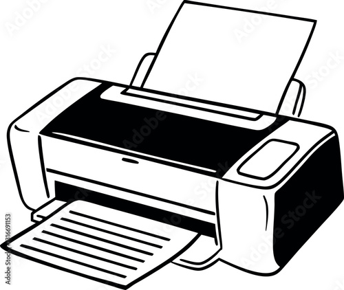Printer vector silhouette line art 