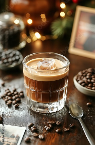 Delicious Coffee Dessert Topped With Whipped Cream and Chocolate on a Wooden ...