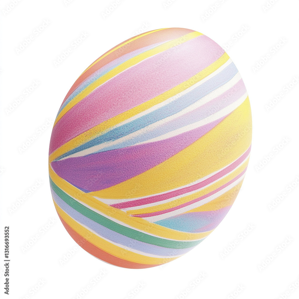 Colorful Easter egg with pastel stripes on white background Colorful Easter egg with pastel stripes on white background