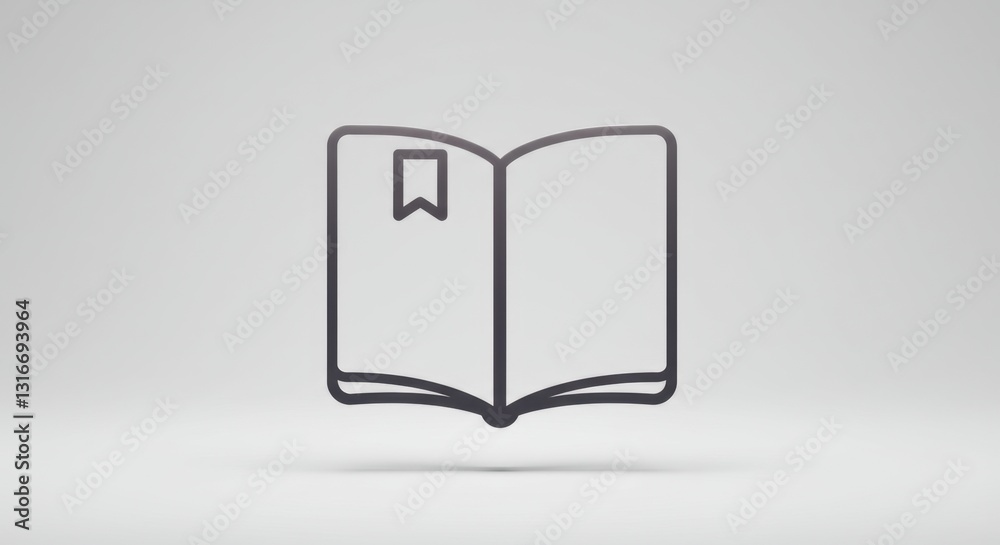 Simple and Elegant Book Icon with Curved Pages and Bookmark Simple and Elegant Book Icon with Curved Pages and Bookmark