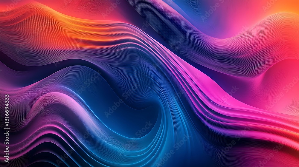 Fototapeta premium Vibrant abstract striped gradient background with flowing cool tones