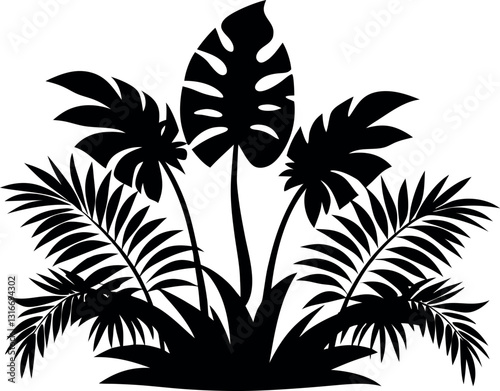 Jungle foliage vector silhouette