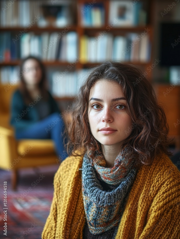 Group therapy session with psychologist in cozy setting