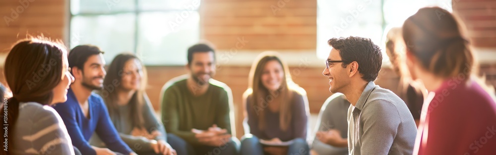 Group therapy session in a relaxing environment Group therapy session in a relaxing environment