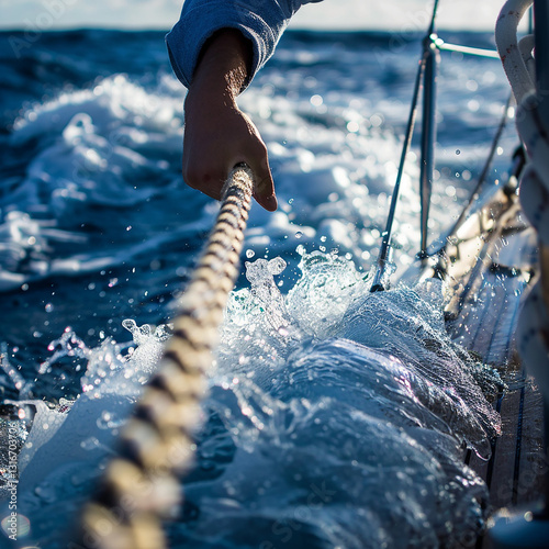 fishing nets on the sea, Generative AI